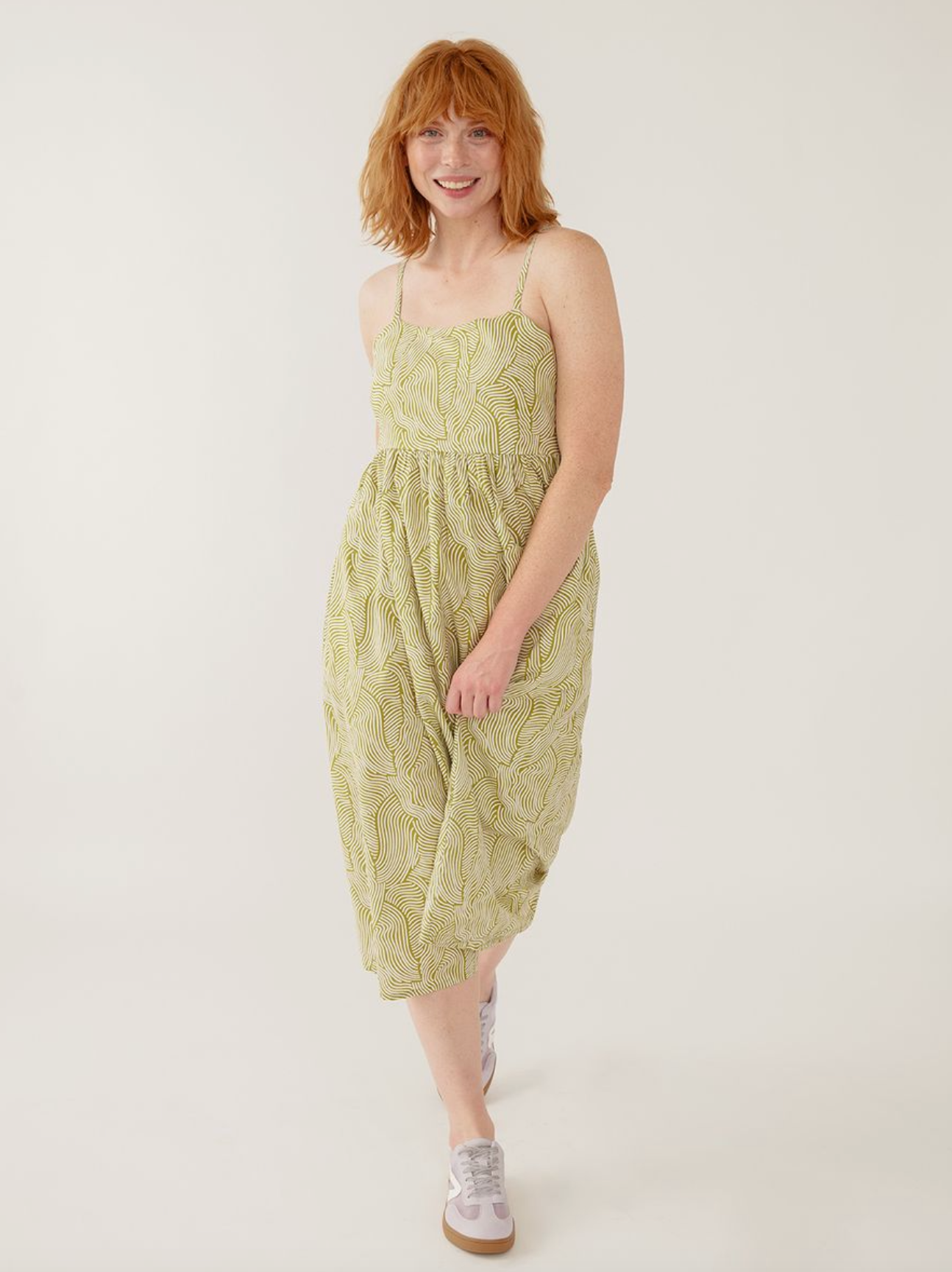 Women's Sofia Dress Waves Green | Fair Trade