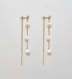 Gold Pearl Chain Earrings