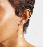 Gold Pearl Chain Earrings