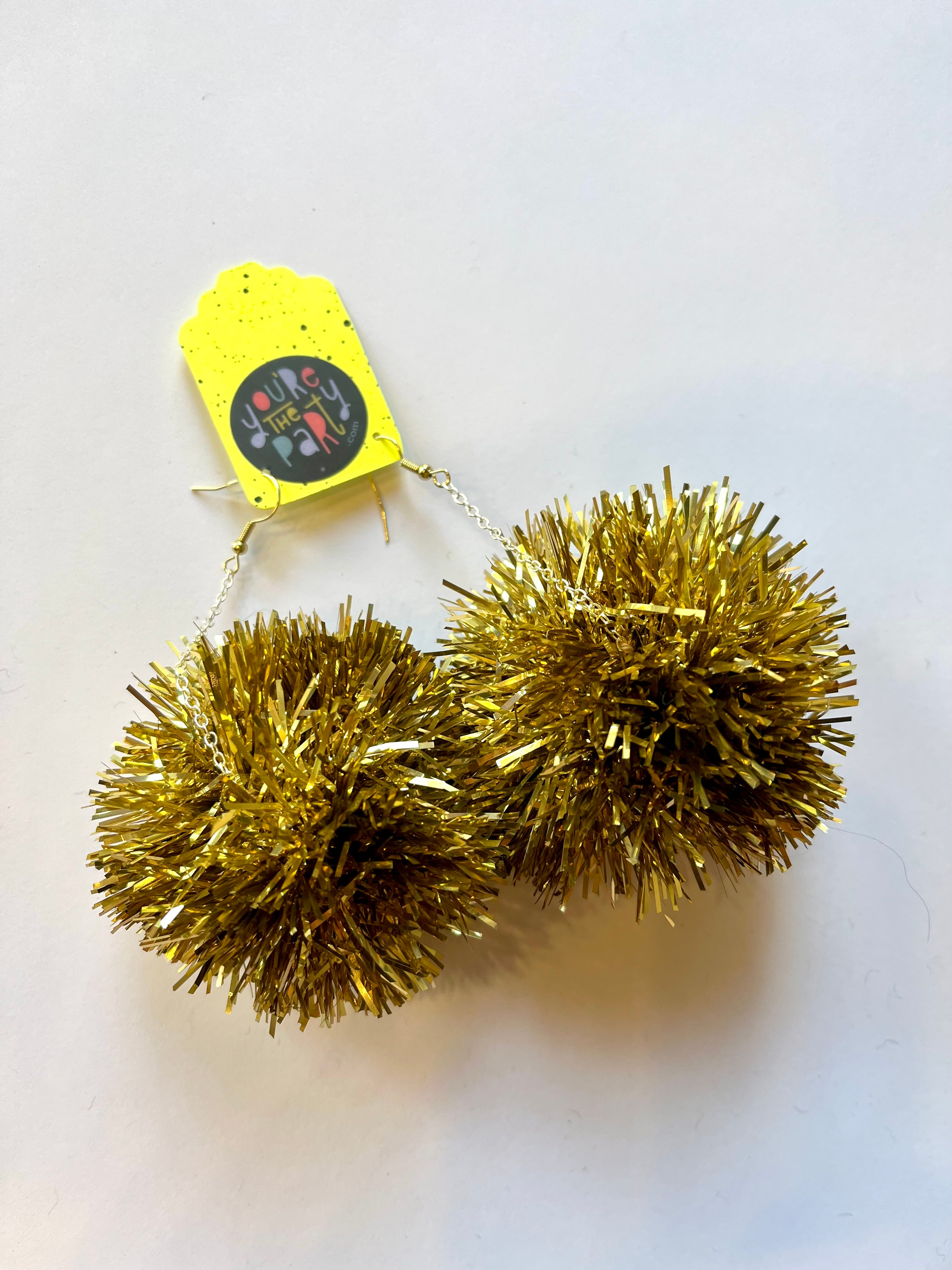 Tinsel Pom Earrings