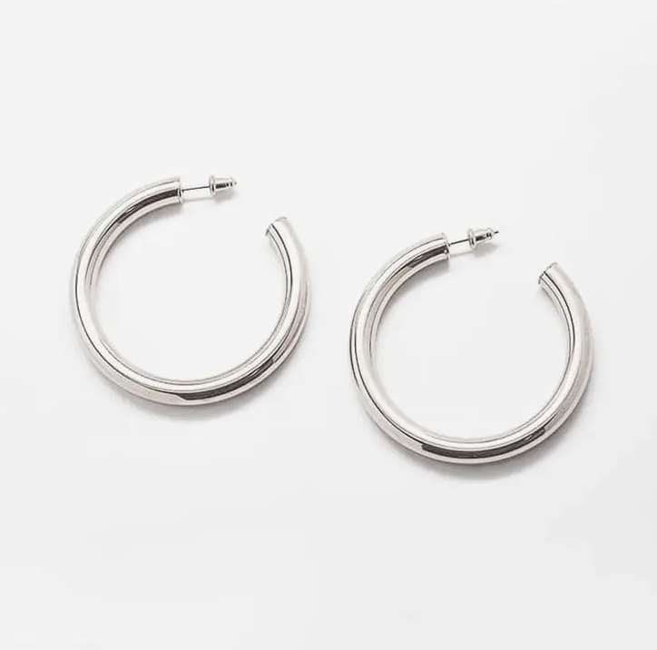 Medium Silver Hoop Earrings