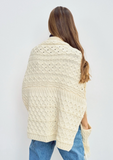 Shannon Throwover Aran Wrap with Pocket