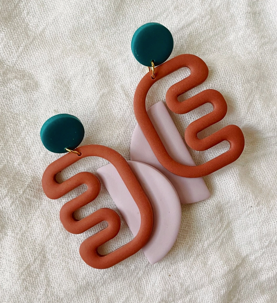 Hadley | Layered Abstract Polymer Clay Earrings