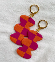 Tillie | Checkerboard Polymer Clay Earrings