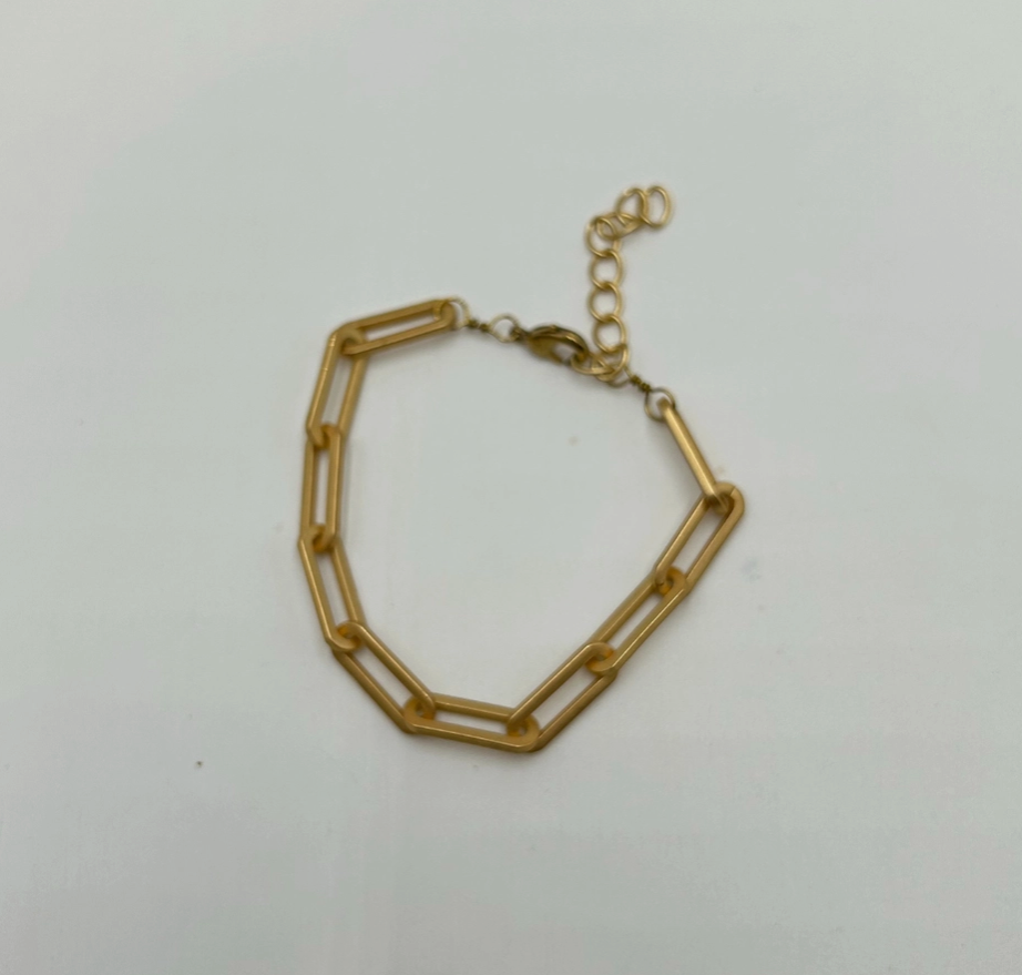 Matte Gold Paperclip Chain Bracelet