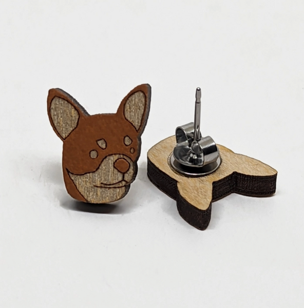 Chihuahua Wood Earrings