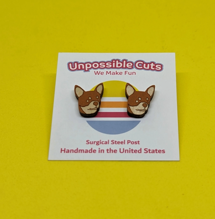 Chihuahua Wood Earrings