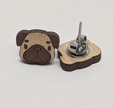 Pug Wood Earrings