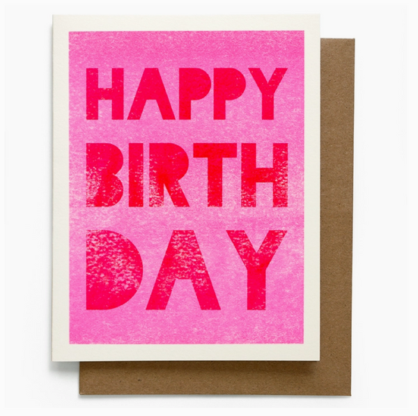 Pink and Red Happy Birthday Card