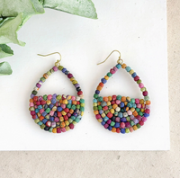 Kantha Milieu Filled Teardrop Earrings