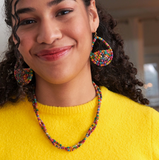 Kantha Milieu Filled Teardrop Earrings