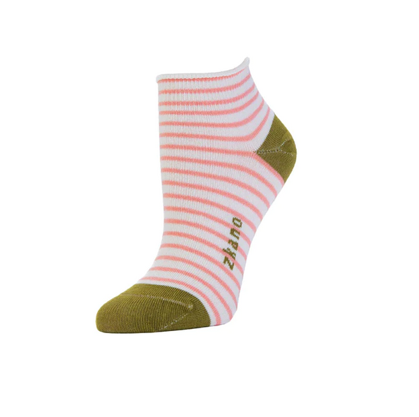 Rosette Striped Organic Cotton Anklet Socks