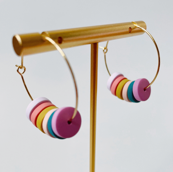 Adelaide | Beaded Hoop Polymer Clay Earrings