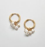 Gold Pearl Huggie Earrings