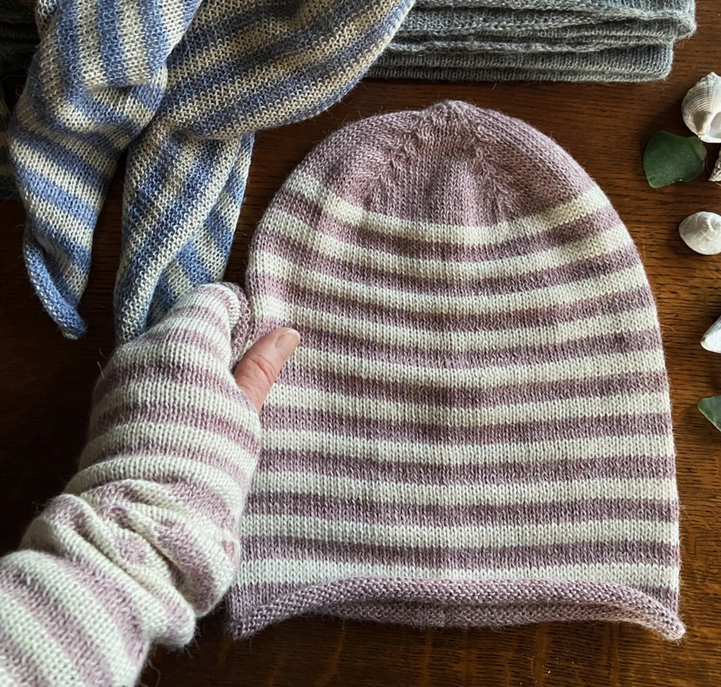 Alpaca Stripe Jersey Knit Beanie