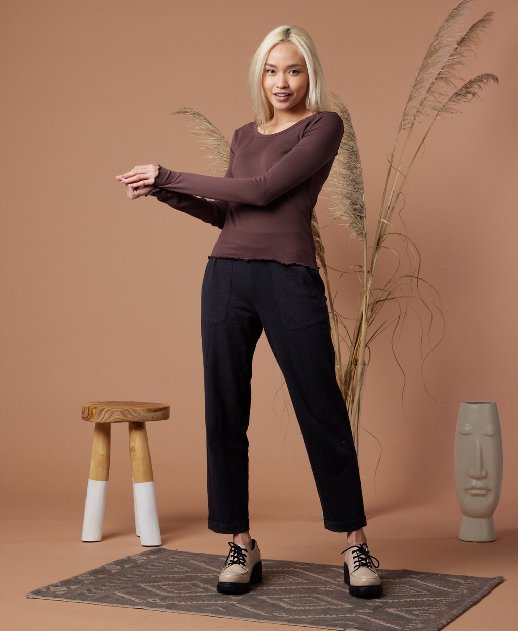 Jill Solid Long Sleeve Tee