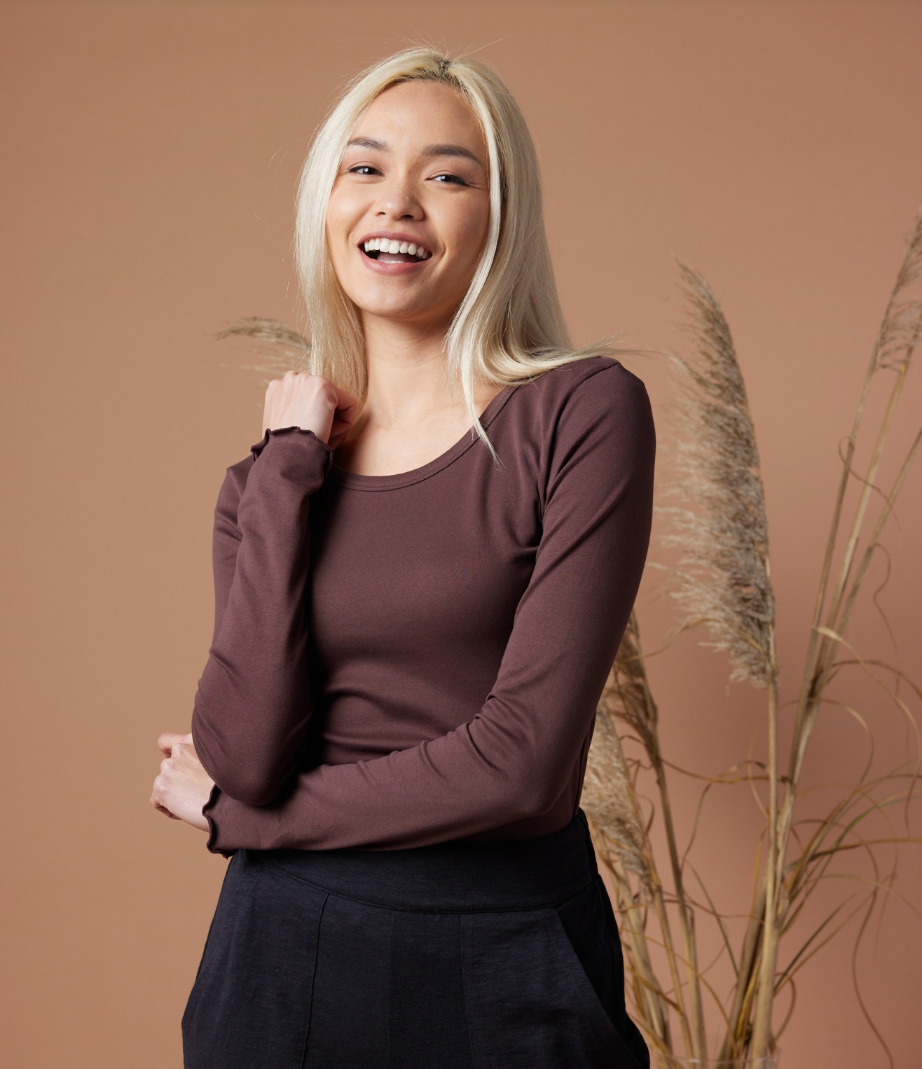 Jill Solid Long Sleeve Tee