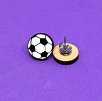Soccer Stud Wood Earrings