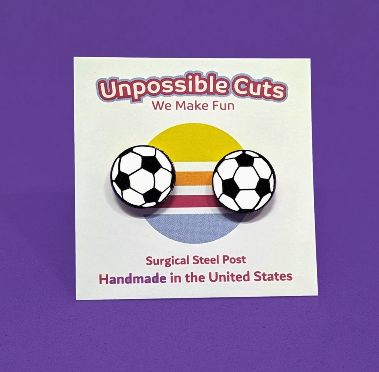 Soccer Stud Wood Earrings