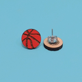 Basketball Wood Stud Earrings