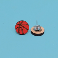 Basketball Wood Stud Earrings