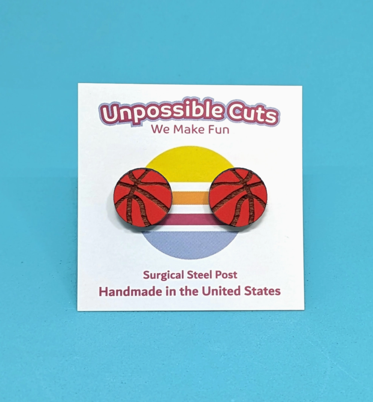 Basketball Wood Stud Earrings