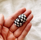 Checkerboard Huggies | Polymer Clay Earrings