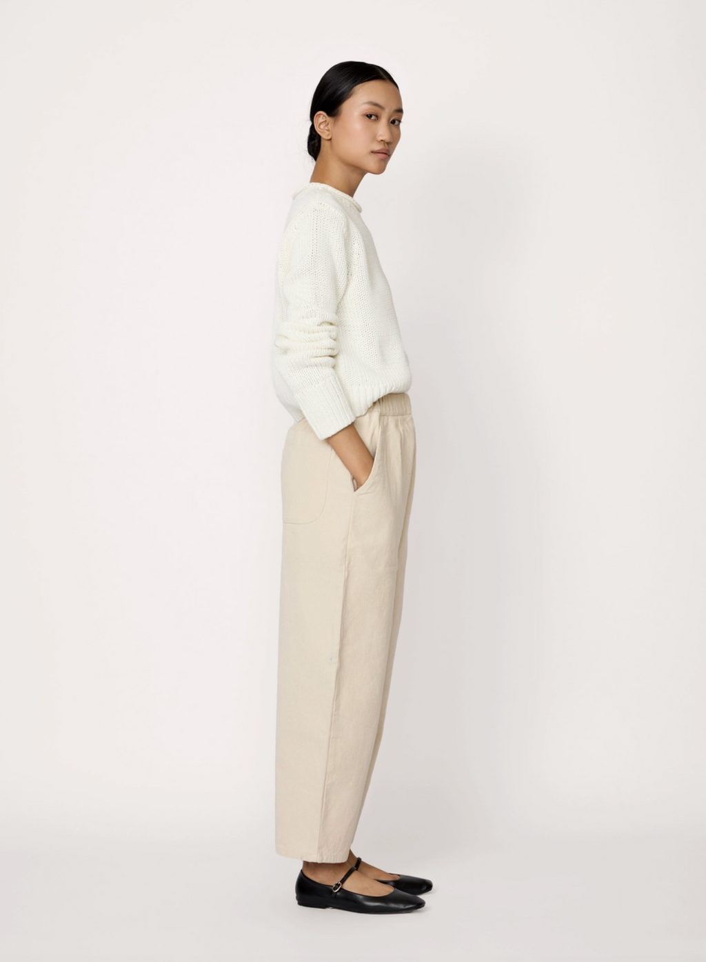 Laude Barrel Leg Denim - Ivory