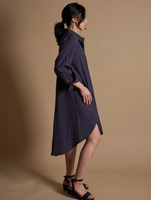 Mulxiply Indigo Hatch Shirt Dress