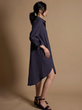 Mulxiply Indigo Hatch Shirt Dress