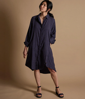 Mulxiply Indigo Hatch Shirt Dress