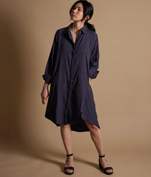 Mulxiply Indigo Hatch Shirt Dress