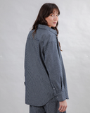 Striped Denim Long Overshirt