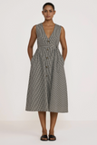 Gingham V Neck Midi Dress