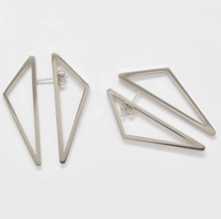 Double Sided Gold Geometric Triangle Earrings