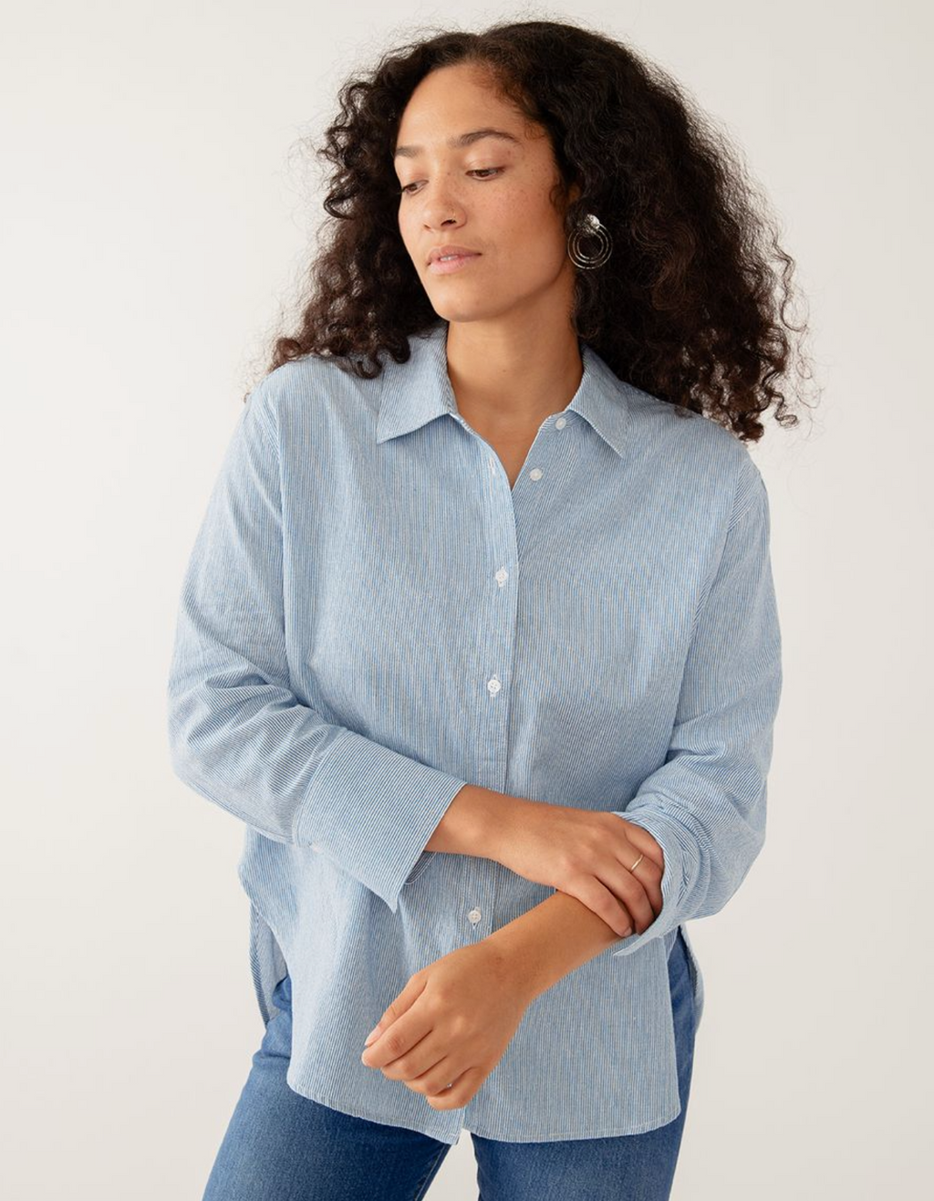 Mae Oversized Shirt - Blue Stripe