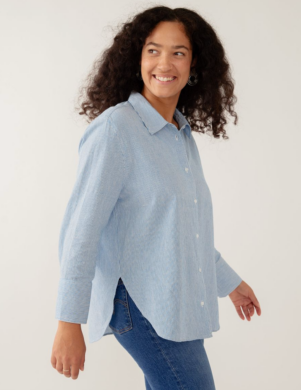 Mae Oversized Shirt - Blue Stripe