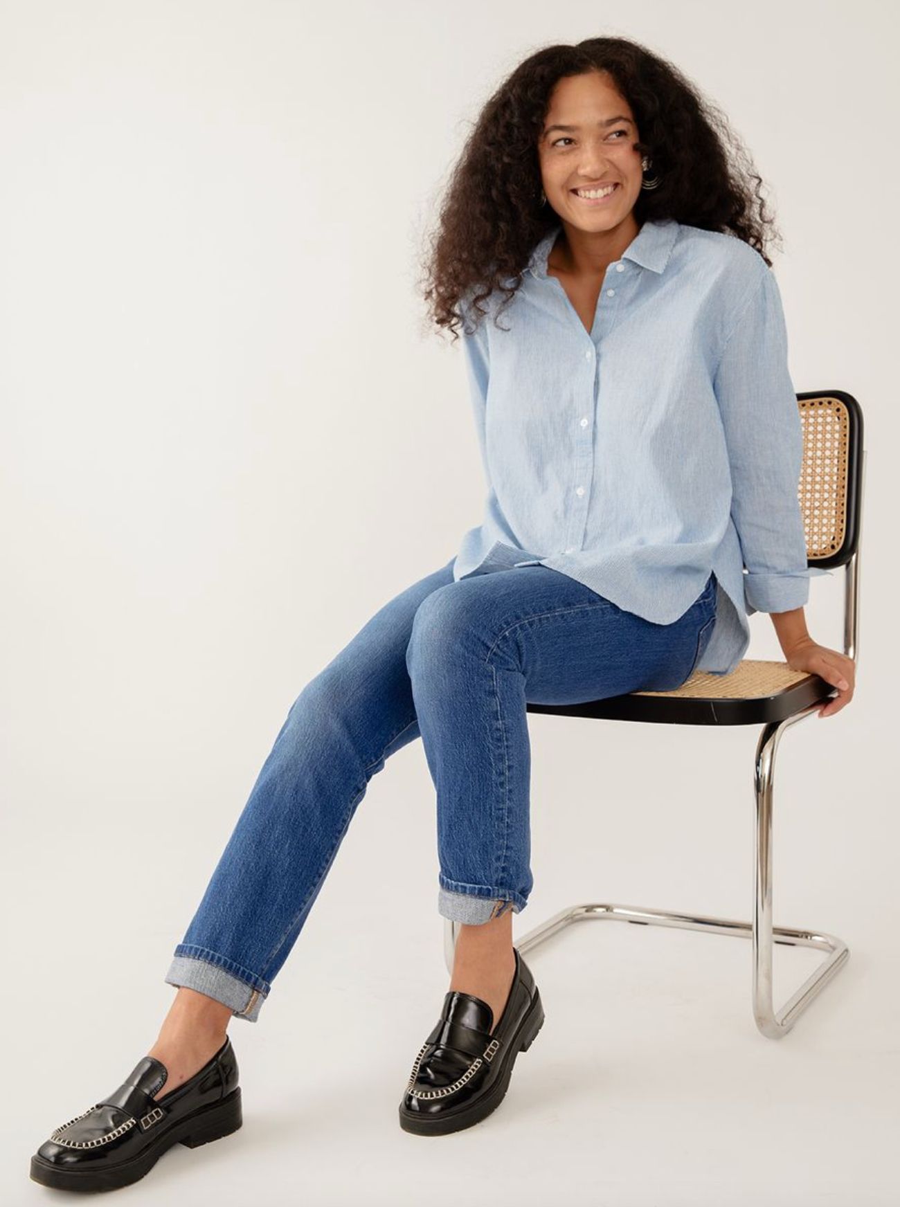 Mae Oversized Shirt - Blue Stripe