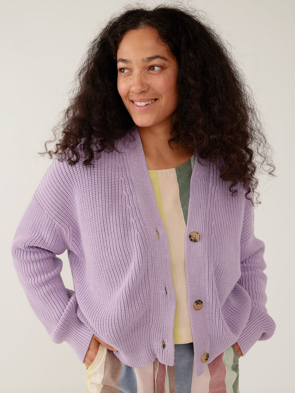 Fisherman Cardigan - Lilac