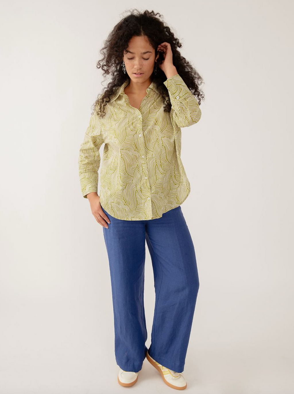 Mae Oversized Shirt - Waves Green