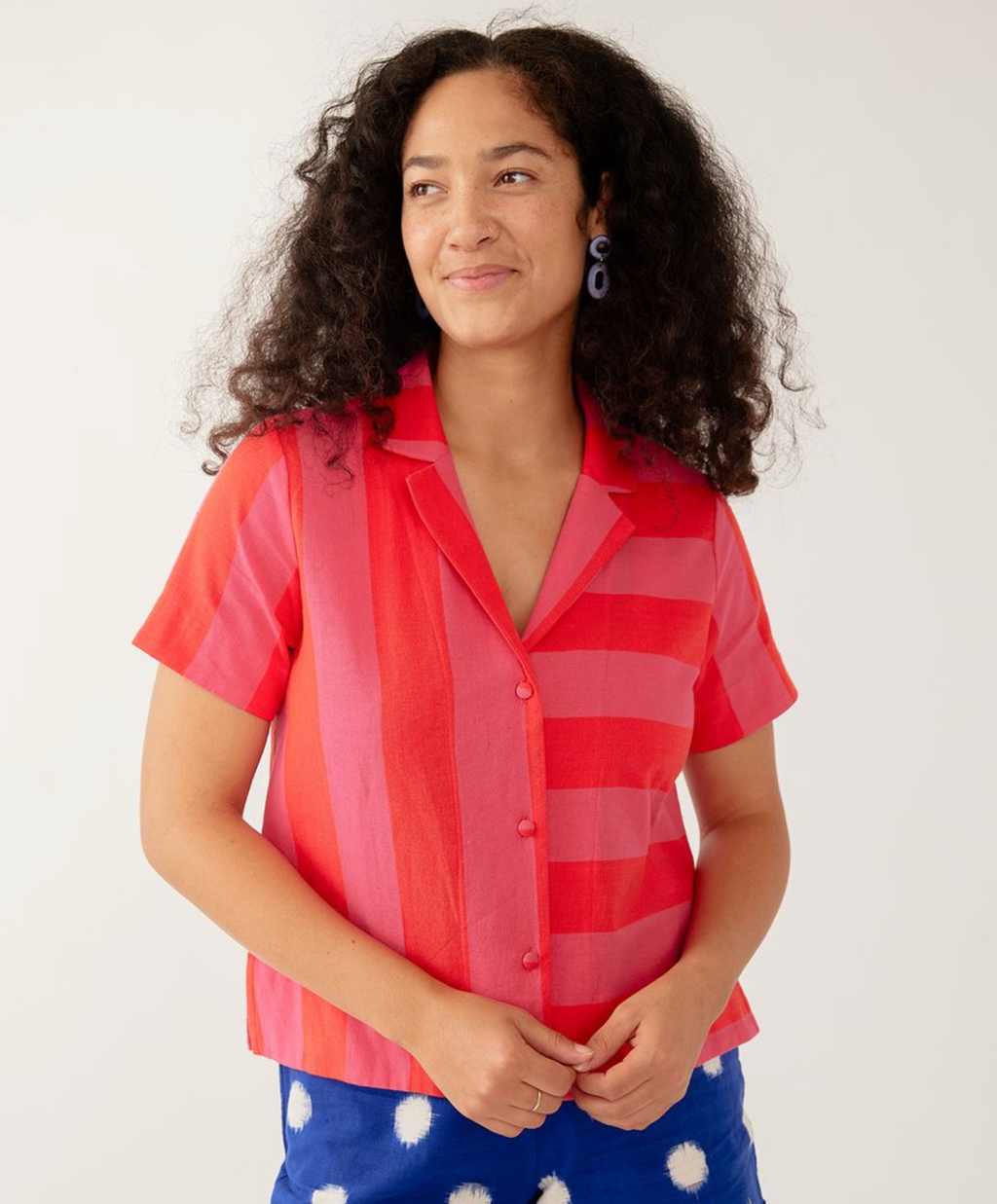 Pink Red Camp Shirt
