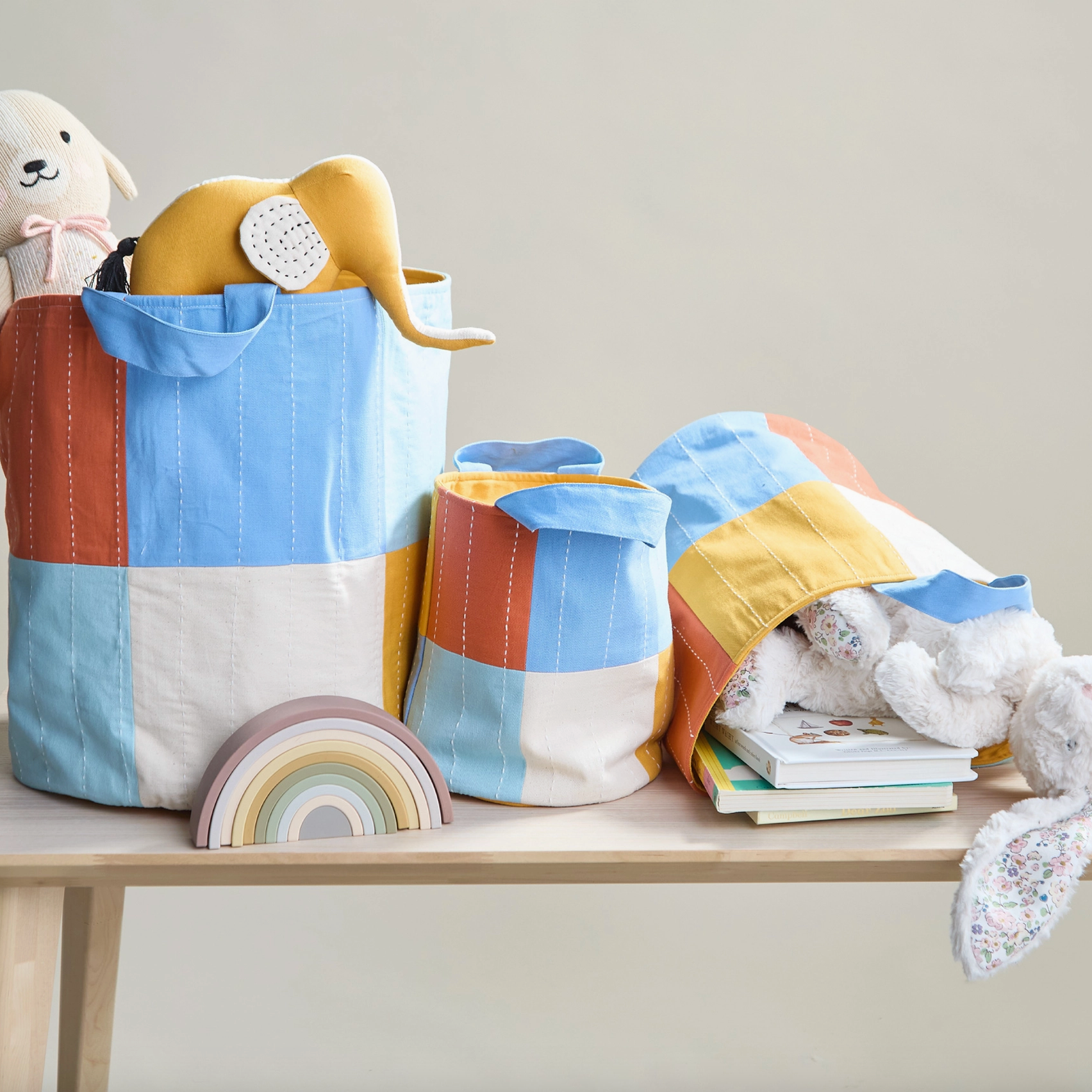Checkered Fabric Storage Bin