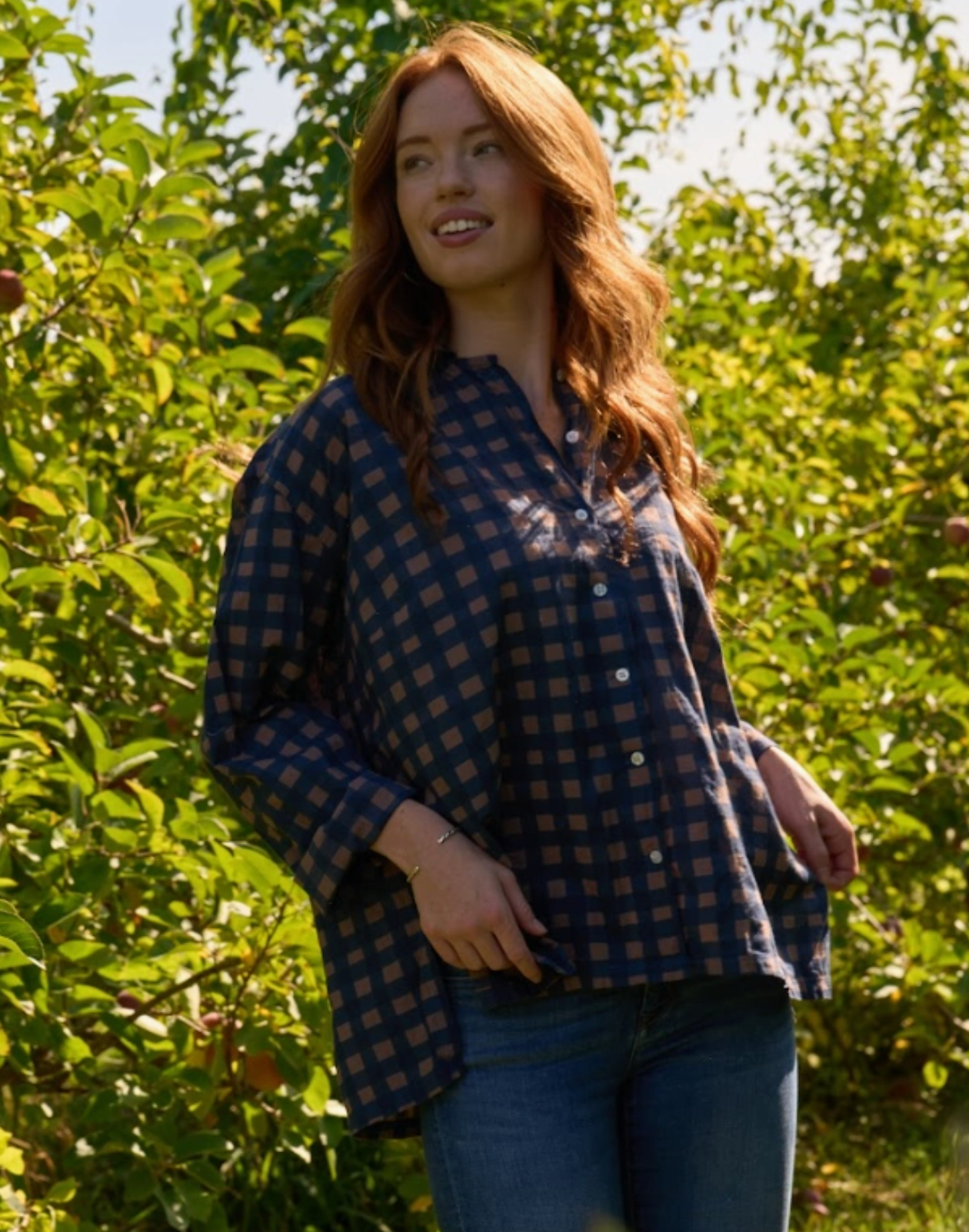 Relaxed Boyfriend Shirt - Gingham Overdye Milk Chocolate