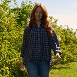 Relaxed Boyfriend Shirt - Gingham Overdye Milk Chocolate