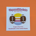 Football Stud Wood Earrings