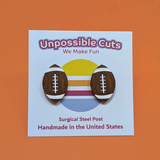 Football Stud Wood Earrings