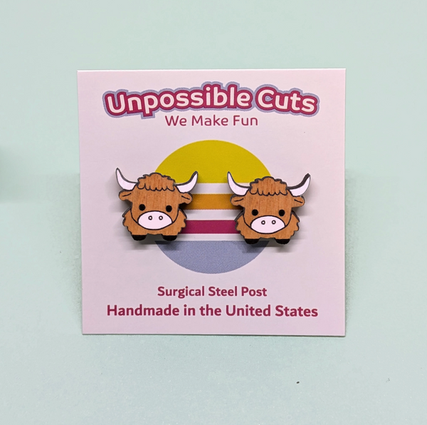 Highland Cow Stud Earrings