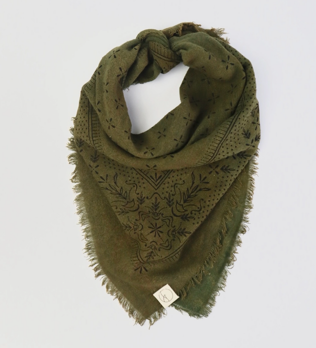 Naturally Dyed Raw Silk Bandana