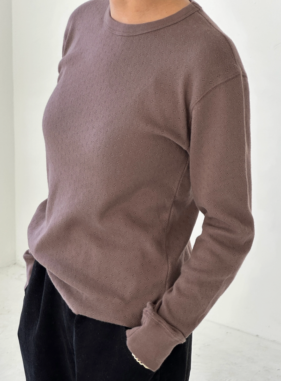 Pointelle Fundamental Tee - Chocolate