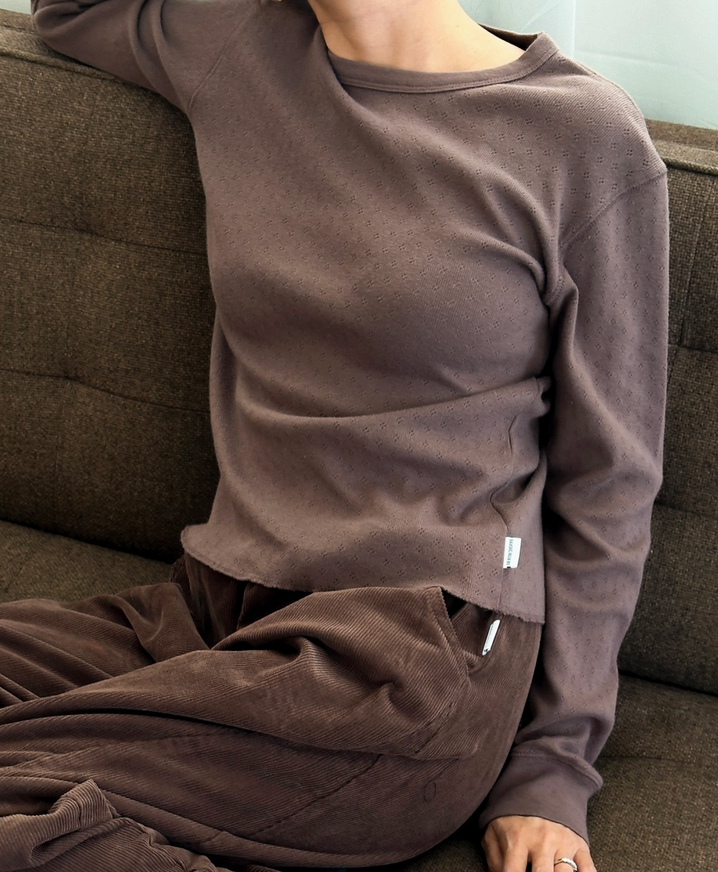 Pointelle Fundamental Tee - Chocolate